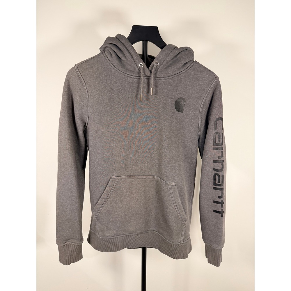 Carhartt Womens Clarksburg Graphic Sleeve Hoodie Gray Sweatshirt 102791 S